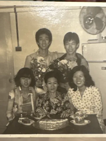 With Mama and her siblings